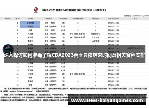 深入探讨如何准确了解CBA2023赛季具体结束时间及相关赛程安排