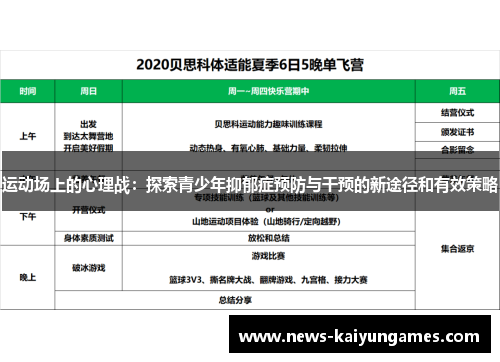 运动场上的心理战：探索青少年抑郁症预防与干预的新途径和有效策略